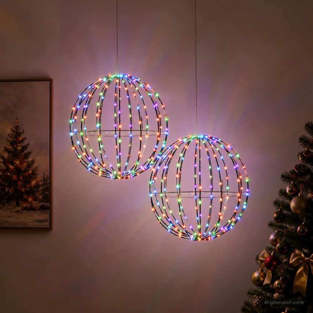 Kalėdų finialo šviesa 2 vnt. 384 LED Įvairių spalvų