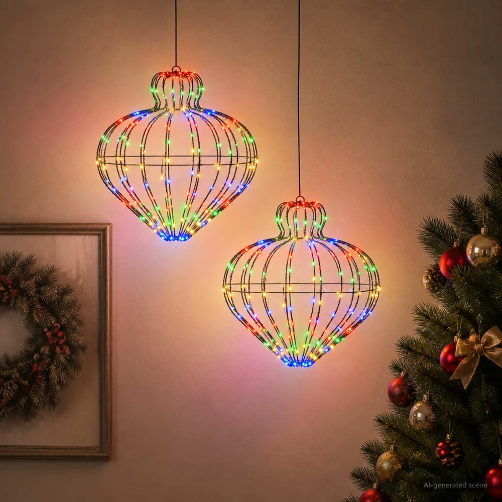Kalėdų finialo šviesa 2 vnt. 384 LED Įvairių spalvų