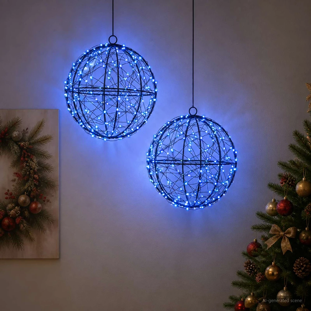 Kalėdų finialo šviesa 2 vnt. 400 LED Mėlyna Ø 20 x 22 cm