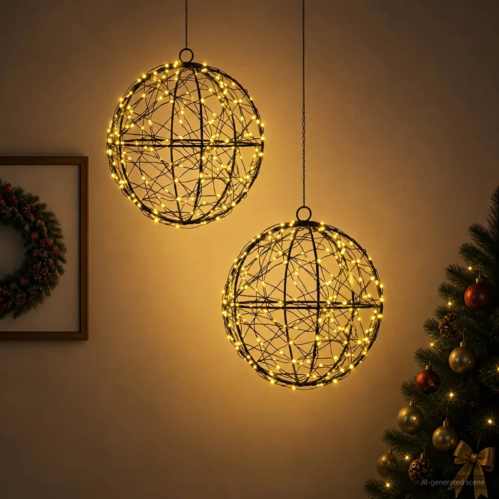 Kalėdų finialo šviesa 2 vnt. 400 LED Šilta balta