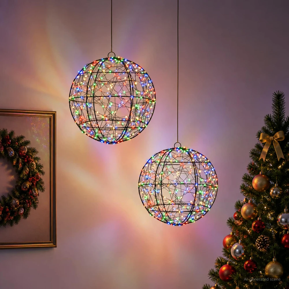 Kalėdų finialo šviesa 2 vnt. 600 LED Įvairių spalvų