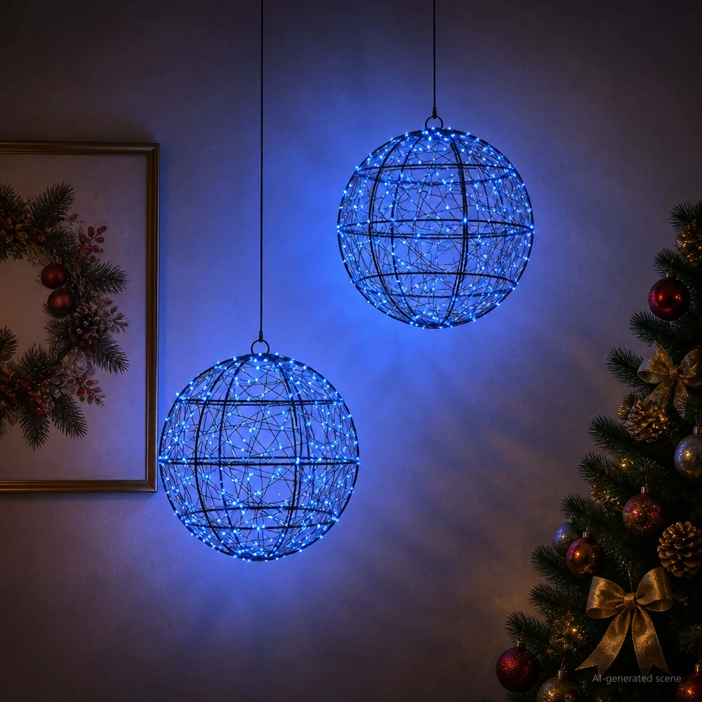 Kalėdų finialo šviesa 2 vnt. 600 LED Mėlyna Ø 30 x 32 cm