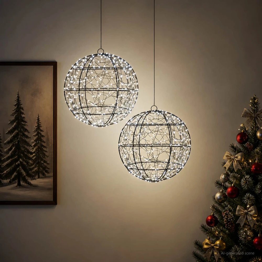Kalėdų finialo šviesa 2 vnt. 600 LED Šalta balta Ø 30 x 32 cm