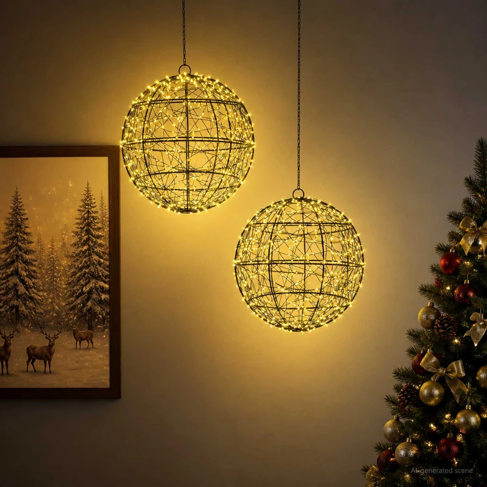 Kalėdų finialo šviesa 2 vnt. 600 LED Šilta balta Ø 30 x 32 cm