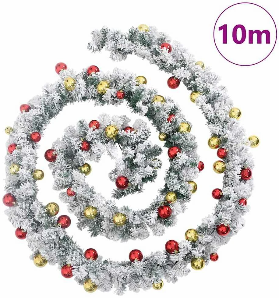 Kalėdų girlianda su niekučiais ir LED lemputėmis Žalia 10 m PVC
