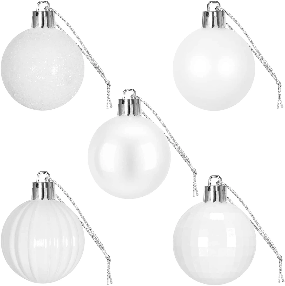 Kalėdų kamuoliukų rinkinys 100 vnt. Balta 4 cm Polystirenas