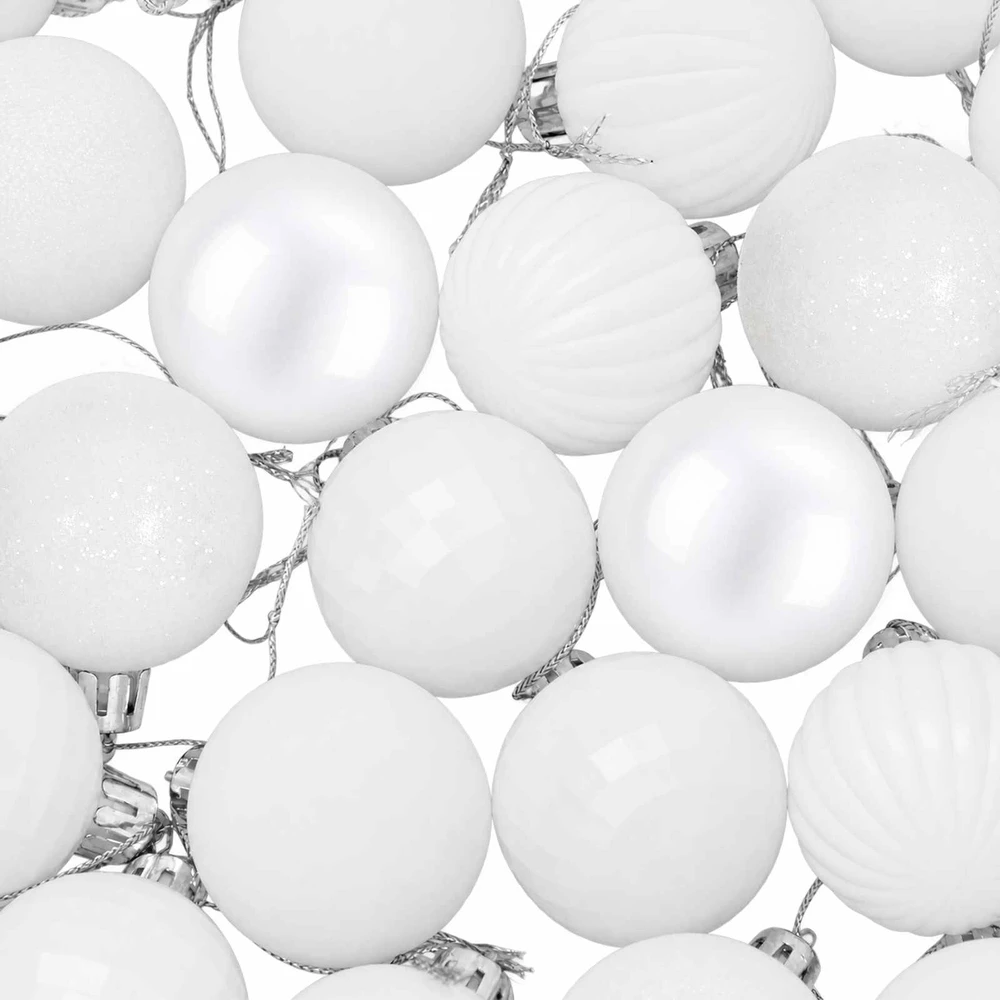 Kalėdų kamuoliukų rinkinys 100 vnt. Balta 4 cm Polystirenas
