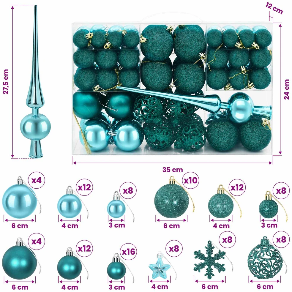 Kalėdų kamuoliukų rinkinys 111 vnt. Žalia 6 cm Polystirenas