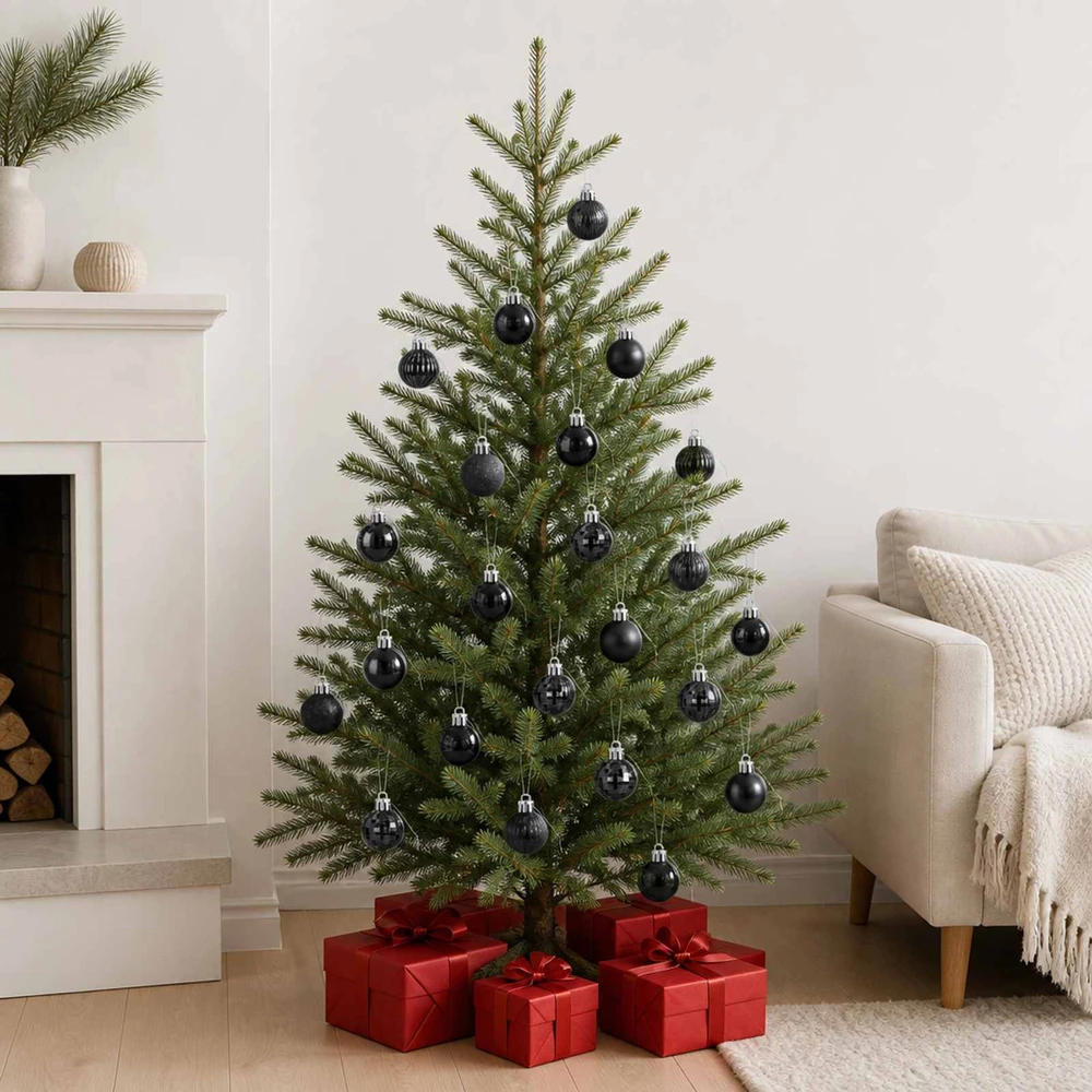 Kalėdų kamuoliukų rinkinys 150 vnt. Juoda 3 cm Polystirenas
