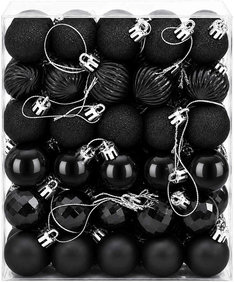 Kalėdų kamuoliukų rinkinys 150 vnt. Juoda 3 cm Polystirenas
