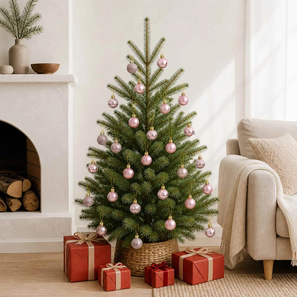 Kalėdų kamuoliukų rinkinys 150 vnt. Rožinė 3 cm Polystirenas