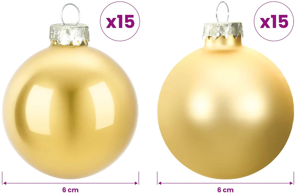 Kalėdų kamuoliukų rinkinys 30 vnt. Auksinė 6 cm Polystirenas