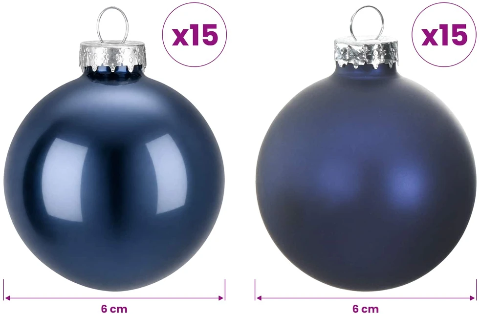Kalėdų kamuoliukų rinkinys 30 vnt. Mėlyna 6 cm Polystirenas