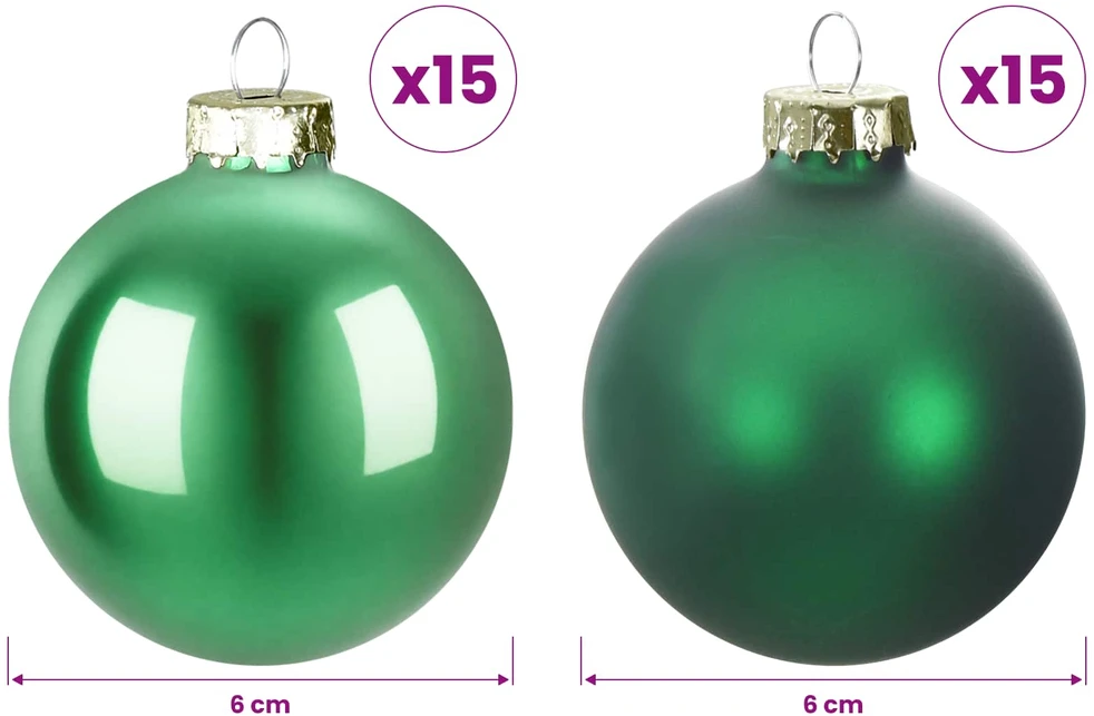 Kalėdų kamuoliukų rinkinys 30 vnt. Žalia 6 cm Polystirenas