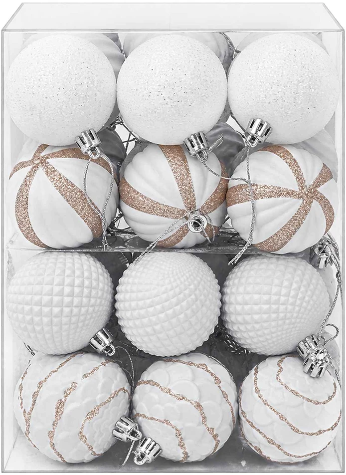 Kalėdų kamuoliukų rinkinys 36 vnt. Balta 6 cm Polystirenas