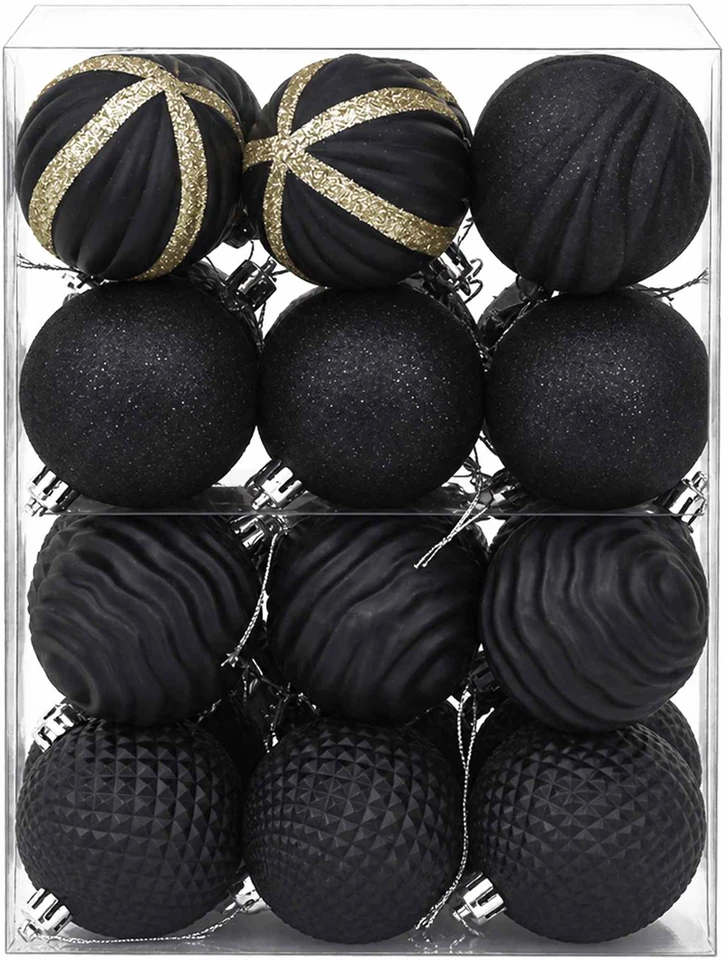 Kalėdų kamuoliukų rinkinys 36 vnt. Juoda 6 cm Polystirenas