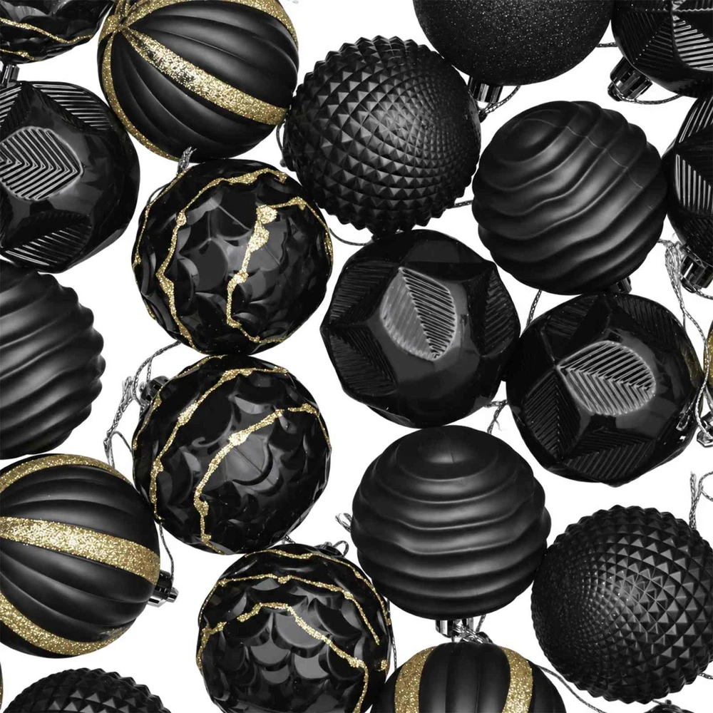 Kalėdų kamuoliukų rinkinys 36 vnt. Juoda 6 cm Polystirenas