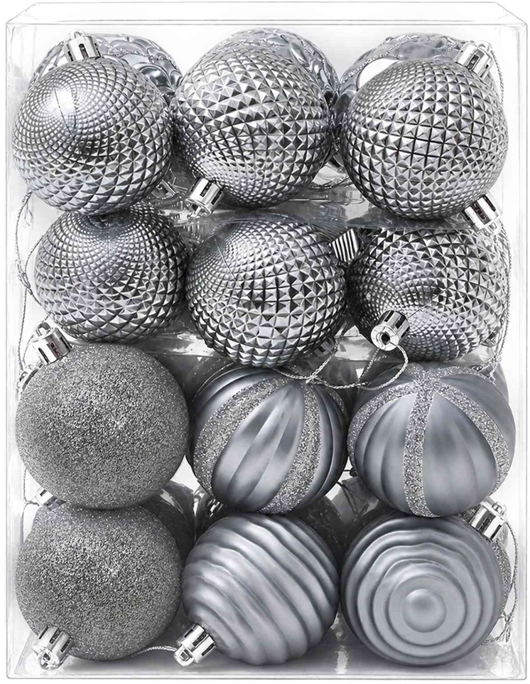 Kalėdų kamuoliukų rinkinys 36 vnt. Pilka 6 cm Polystirenas
