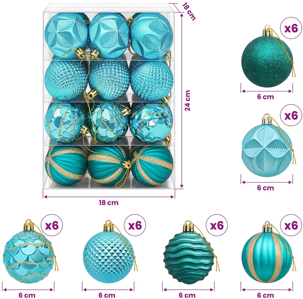 Kalėdų kamuoliukų rinkinys 36 vnt. Žalia 6 cm Polystirenas