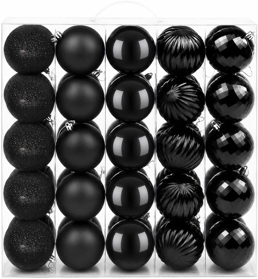 Kalėdų kamuoliukų rinkinys 50 vnt. Juoda 8 cm Polystirenas