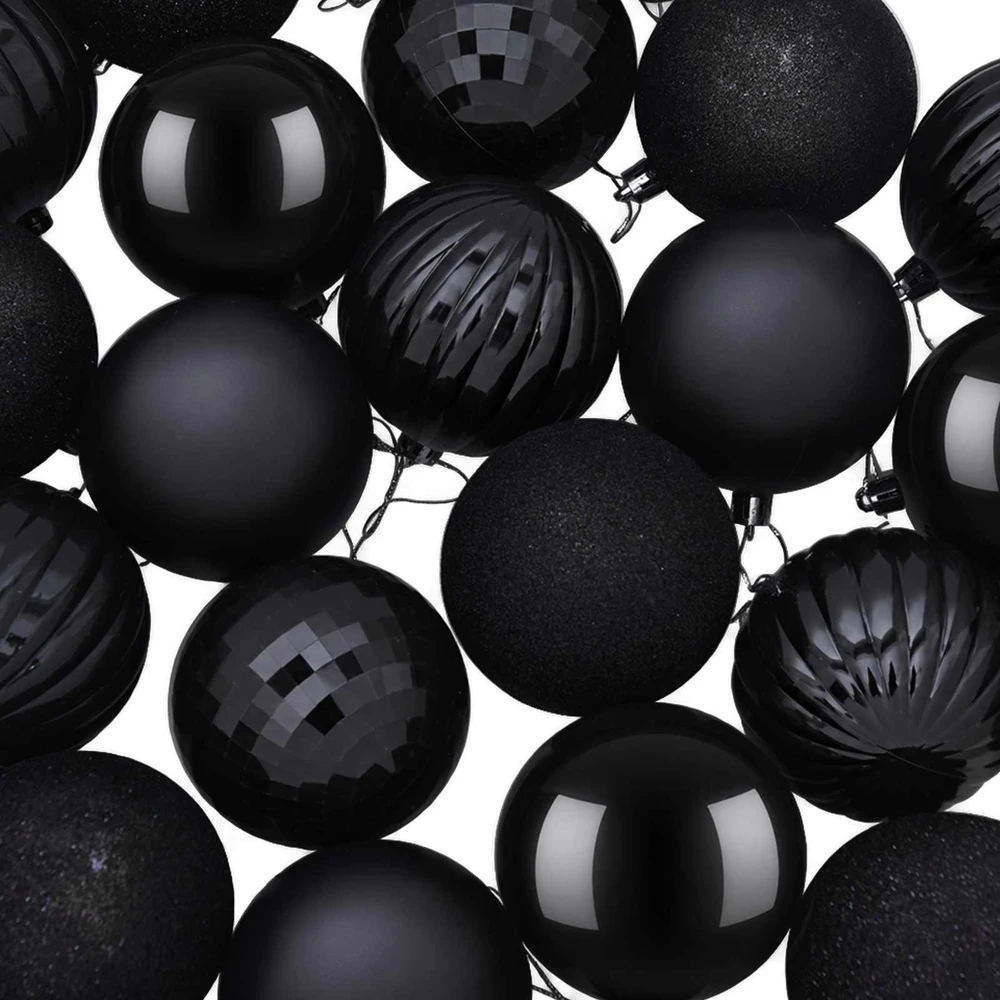 Kalėdų kamuoliukų rinkinys 50 vnt. Juoda 8 cm Polystirenas
