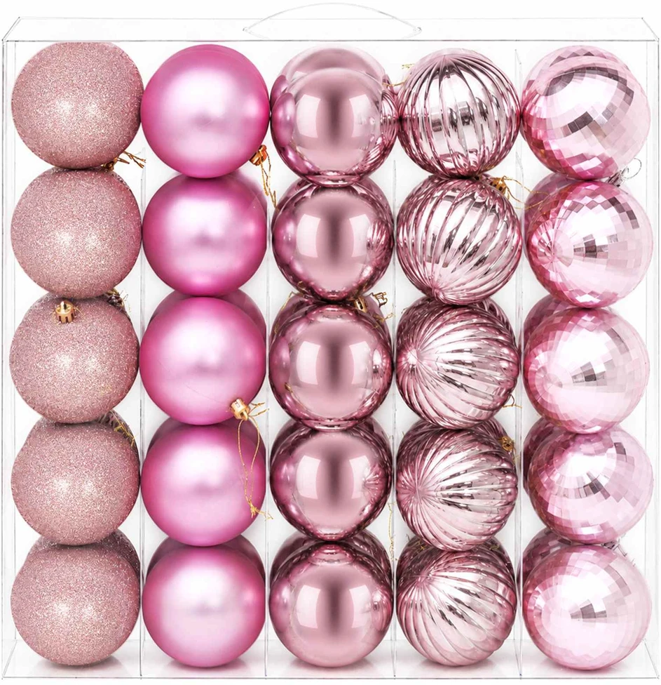 Kalėdų kamuoliukų rinkinys 50 vnt. Rožinė 8 cm Polystirenas