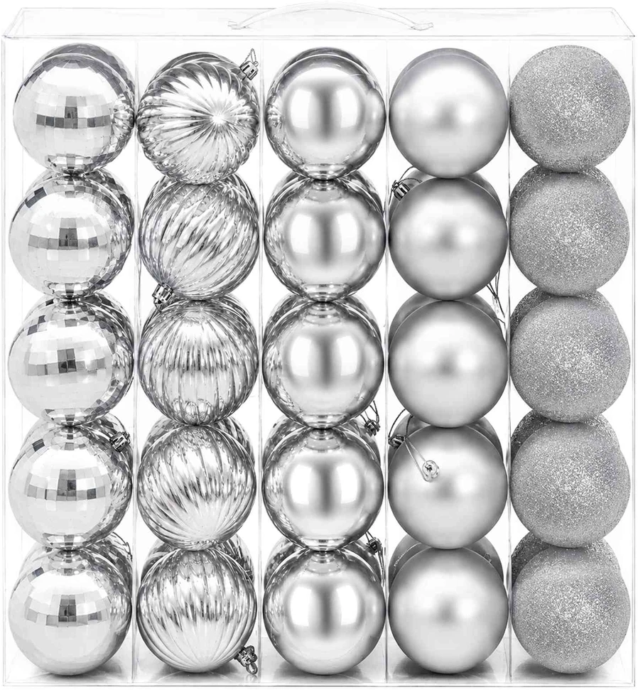 Kalėdų kamuoliukų rinkinys 50 vnt. Sidabrinė 8 cm Polystirenas