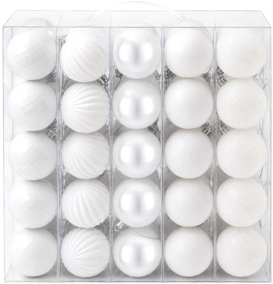 Kalėdų kamuoliukų rinkinys 75 vnt. Balta 6 cm Polystirenas