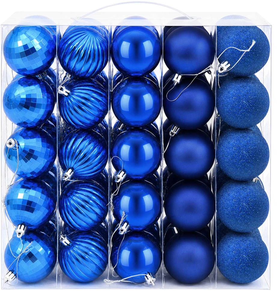 Kalėdų kamuoliukų rinkinys 75 vnt. Mėlyna 6 cm Polystirenas