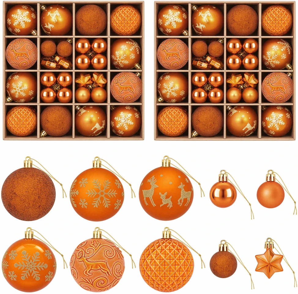 Kalėdų kamuoliukų rinkinys 88 vnt. Bronzinė Ø 6 cm Plastmasė