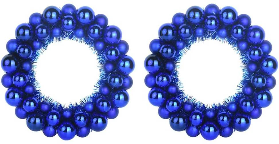 Kalėdų Kamuoliukų Vainikai 2 vnt. Mėlyna 33 x 33 x 7 cm