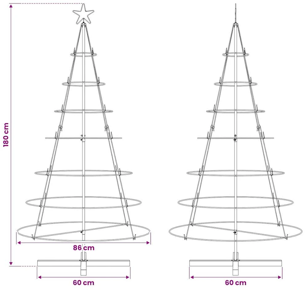 Kalėdų Kūgio Medis s stovu Juoda 180,5 cm Plienas