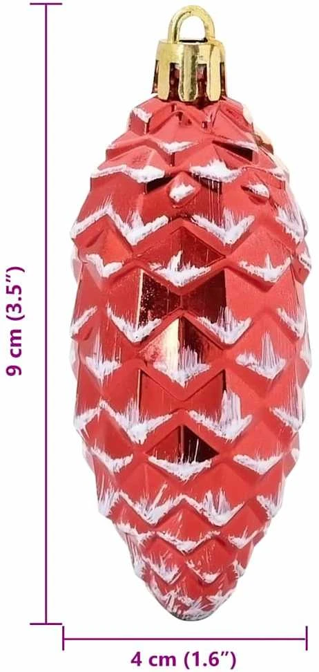 Kalėdų puošmena su pušų kankorėžiais 40 vnt. Raudona 4 x 9 cm