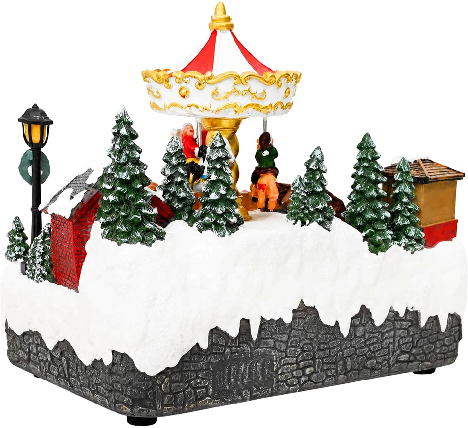 Kalėdų miestelis su karusele SALO 25,5 x 16 x 21,5 cm Derva