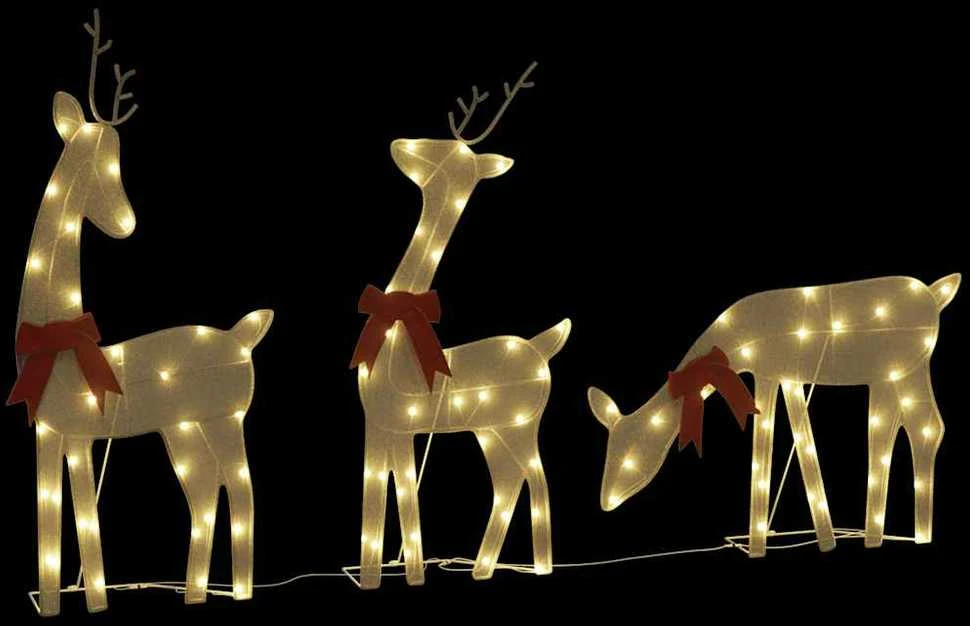 Kalėdų puošmena Šiaurės elniai 3 vnt 90 LED šiltai balta