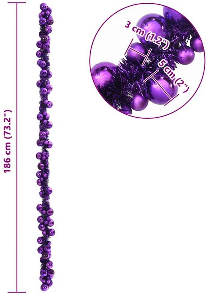 Kalėdų rutulių girlianda LED Alyvos 186 cm Polystirenas