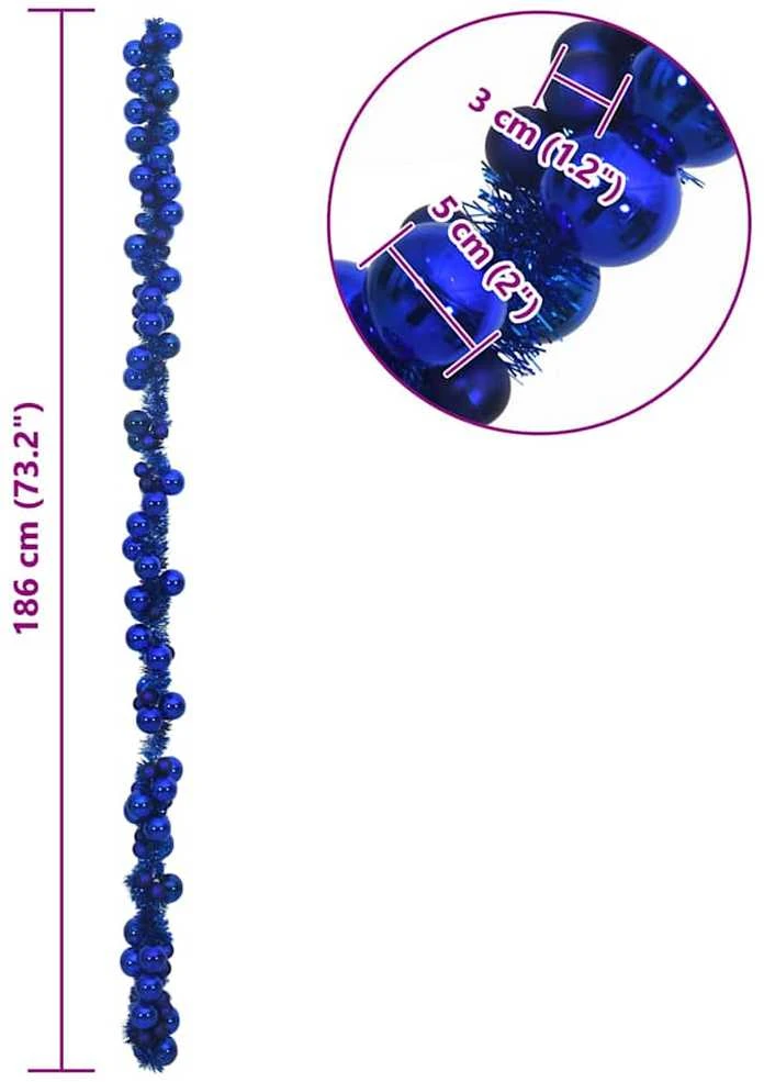 Kalėdų rutulių girlianda LED Mėlyna 186 cm Polystirenas