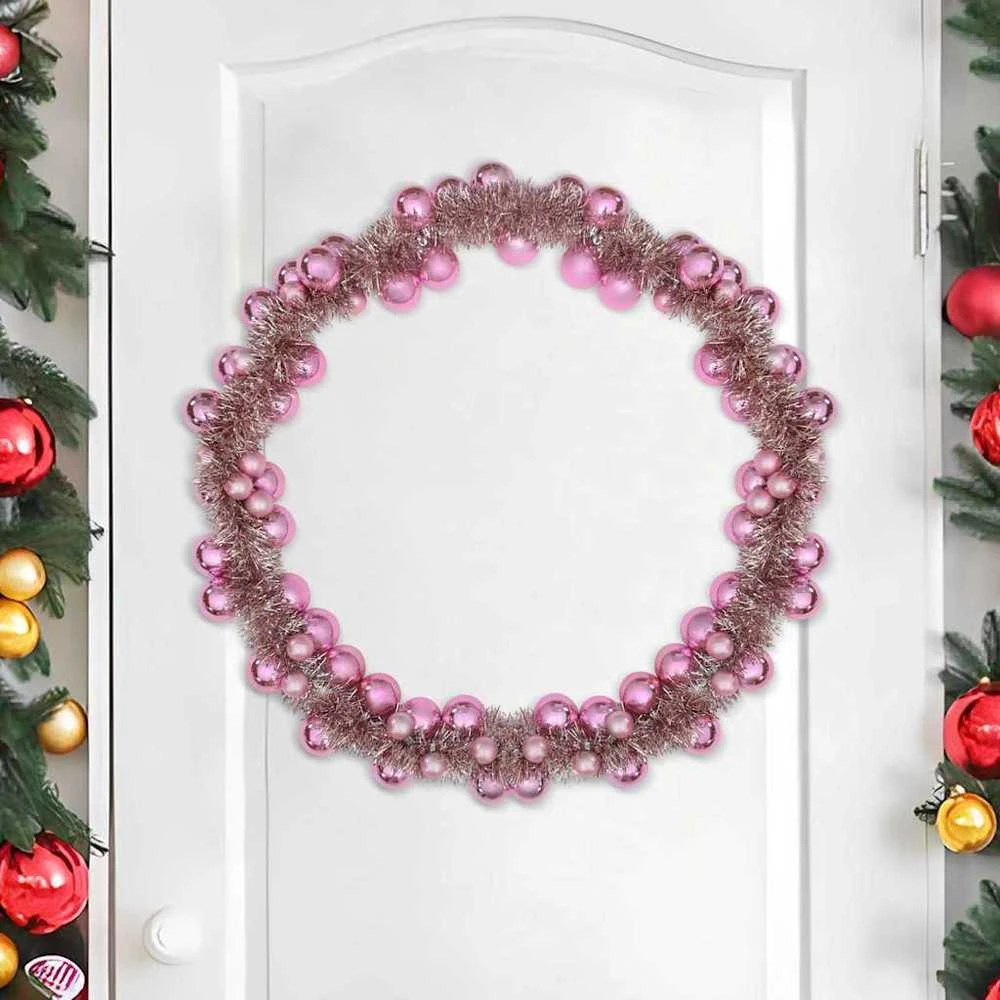 Kalėdų rutulių girlianda LED Rožinė 186 cm Polystirenas