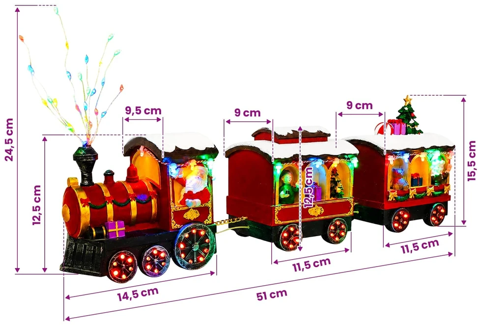 Kalėdų traukinys SALO 51 x 9,5 x 24,5 cm Resin Multicolour