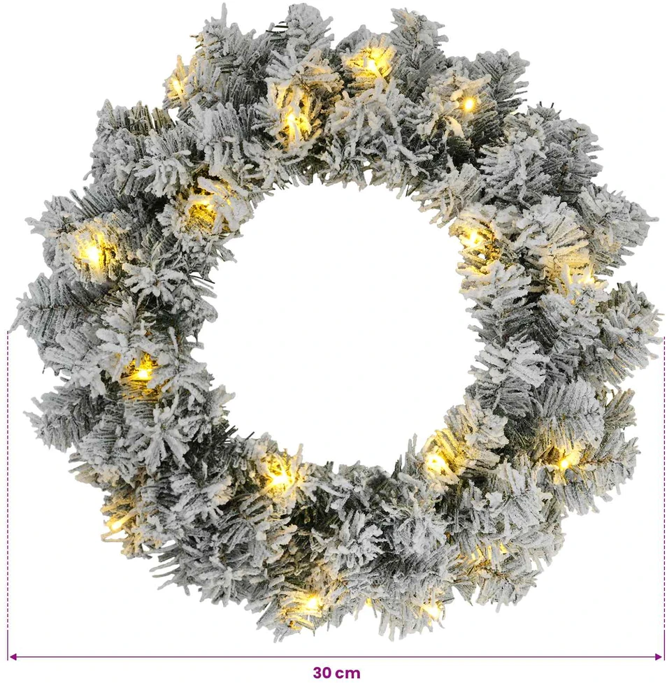 Kalėdų Vainikas Žalia ir balta Ø 30 cm PVC 25 LED