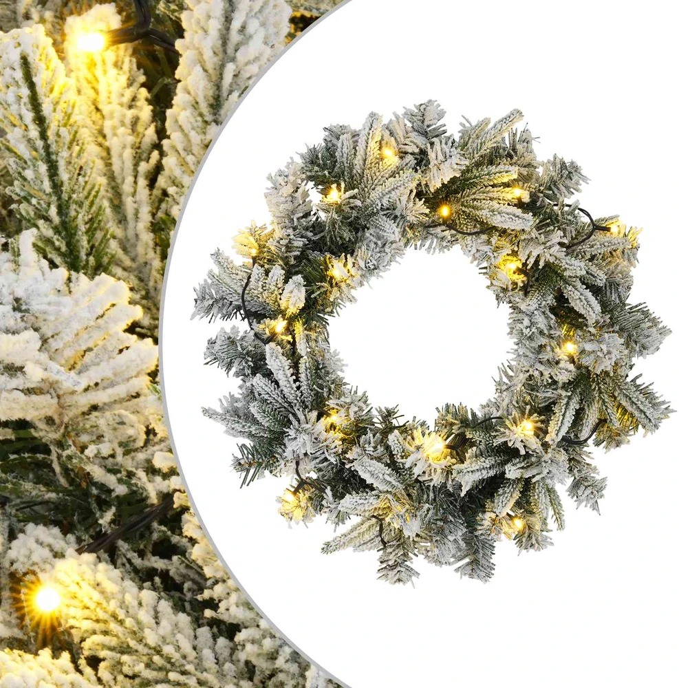 Kalėdų Vainikas Žalia ir balta Ø 30 cm PVC ir PE 25 LED