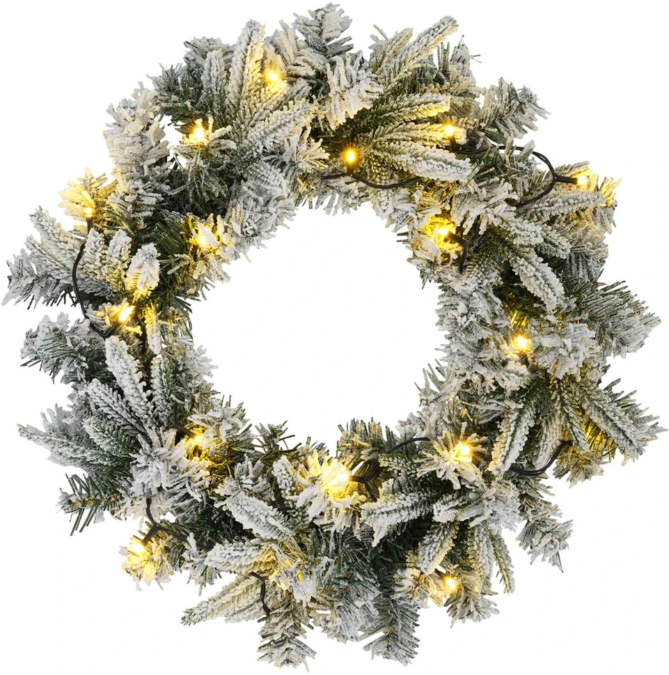 Kalėdų Vainikas Žalia ir balta Ø 50 cm PVC ir PE 25 LED