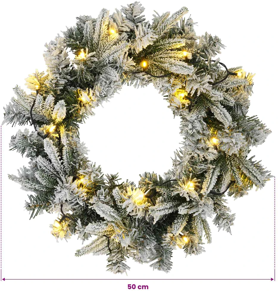 Kalėdų Vainikas Žalia ir balta Ø 50 cm PVC ir PE 25 LED