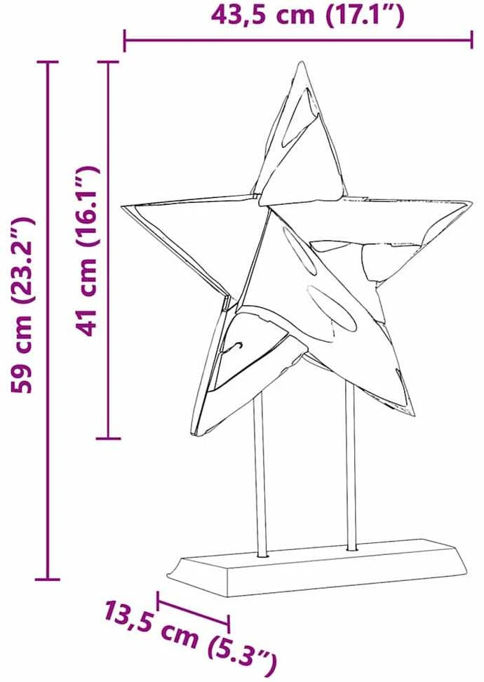 Kalėdų žvaigždė LED Ruda 43,5 x 13,5 x 59 cm Kieto teka medžio