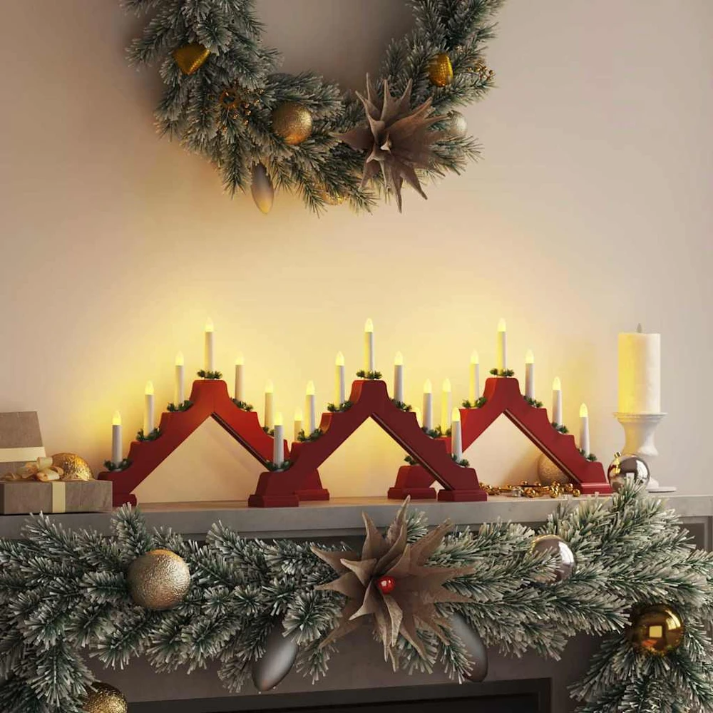 Kalėdų žvakių tiltas 3 vnt. 7 LED Šilta balta 39.5 x 5 x 29 cm