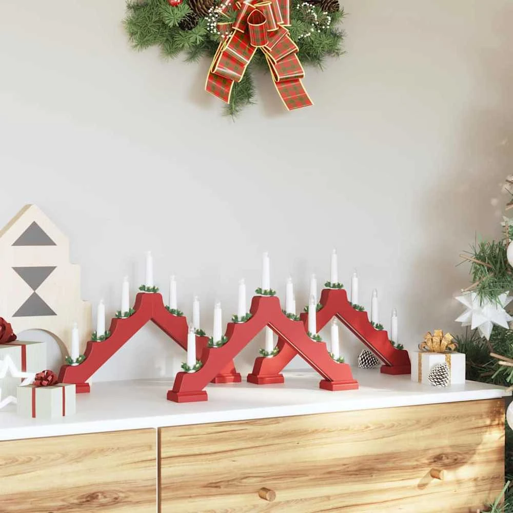 Kalėdų žvakių tiltas 3 vnt. 7 LED Šilta balta 39.5 x 5 x 29 cm