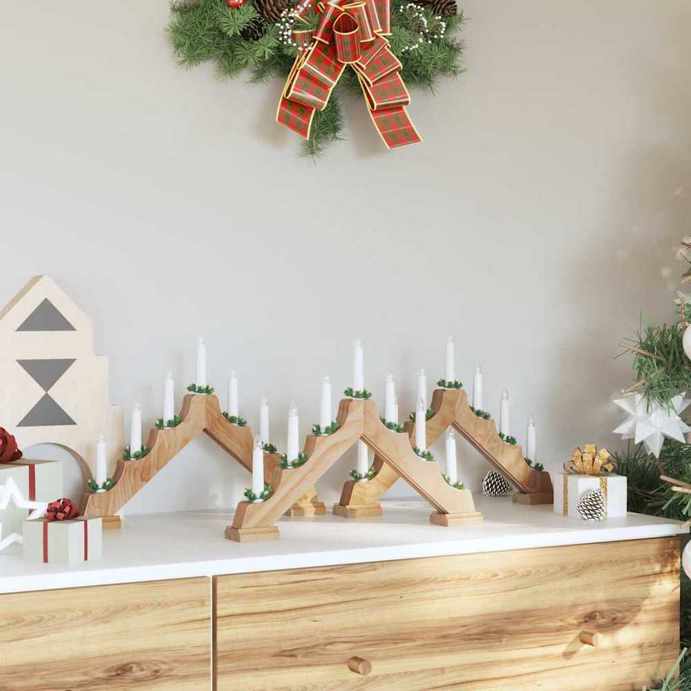 Kalėdų žvakių tiltas su 7 LED 3 pcs Ruda 39.5 x 5 x 29 cm