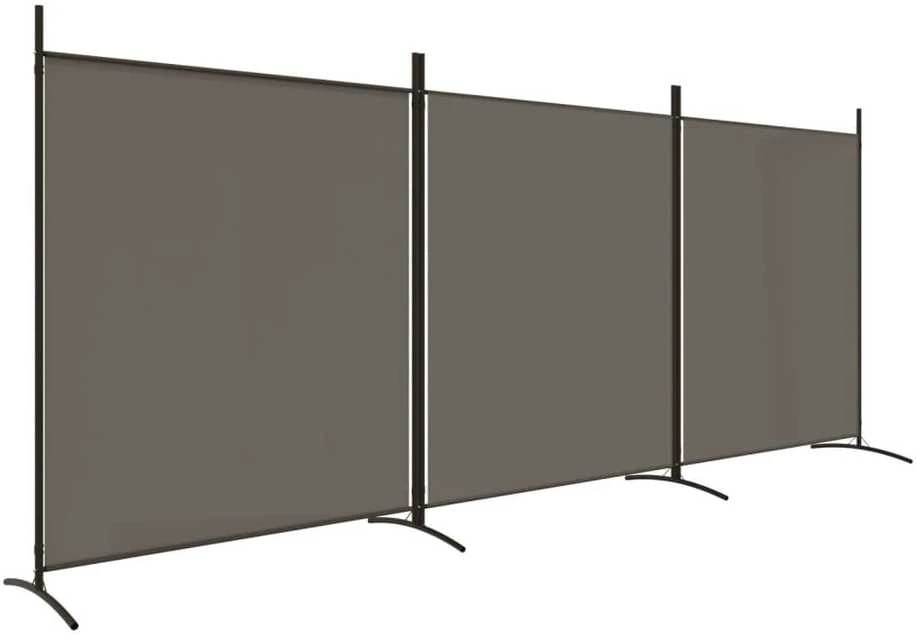 Kambario pertvara, 3 dalių, antracito, 525x180cm, audinys