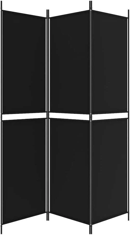 Kambario pertvara, 3 dalių, juodos spalvos, 150x200cm, audinys