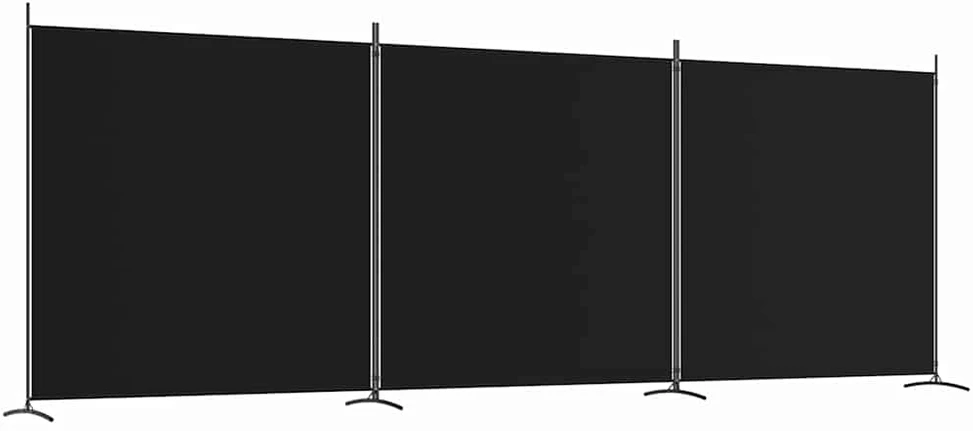 Kambario pertvara, 3 dalių, juodos spalvos, 525x180cm, audinys